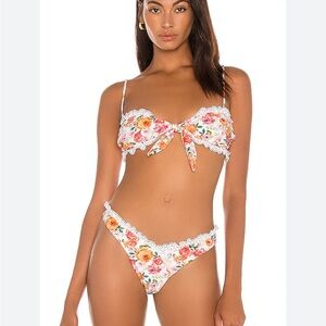 For Love And Lemons Floral Bikini - Orange and White